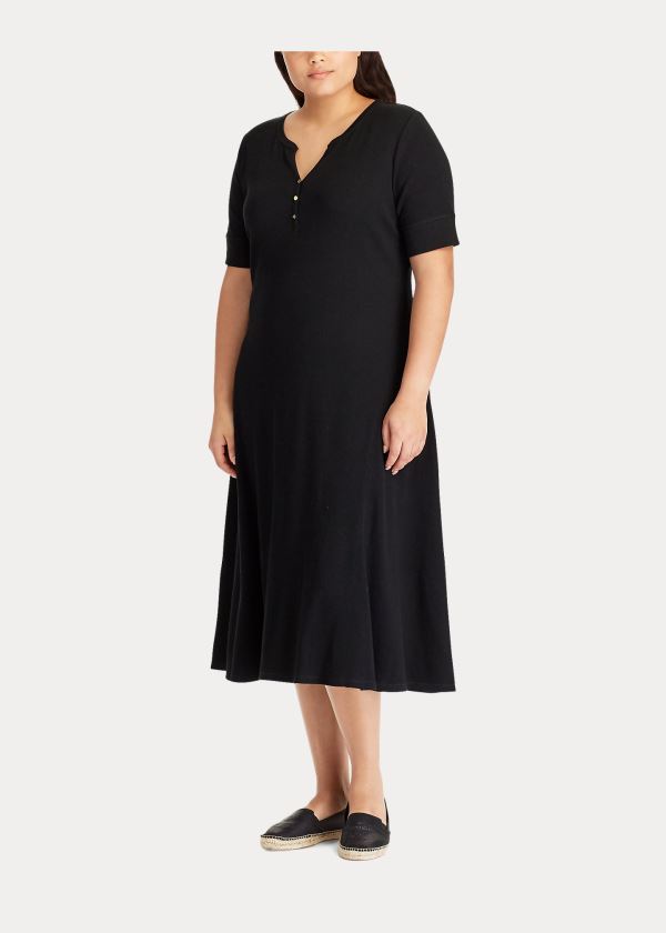 Vestidos Ralph Lauren Mujer Negros - Cotton Fit-and-Flare - UAZIW7308